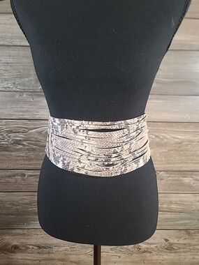 B-Low the Belt Black Snake Textured Wide Leather Waist Belt